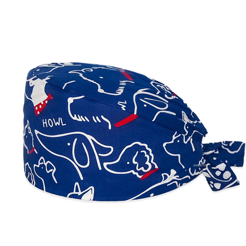Dog Print Scrub Caps for Healthcare Workers