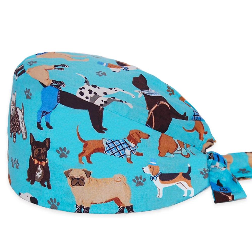 Dog Print Scrub Caps for Healthcare Workers