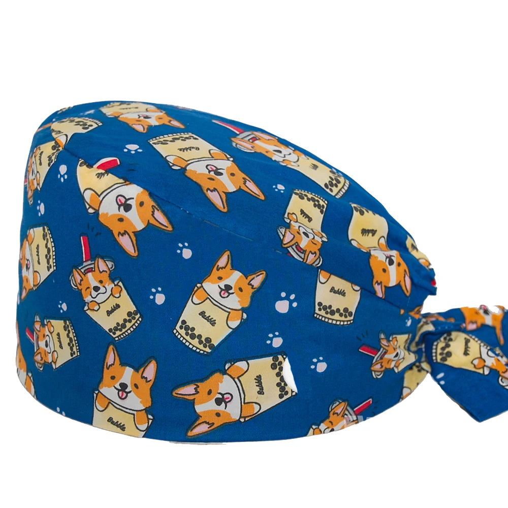 Dog Print Scrub Caps for Healthcare Workers